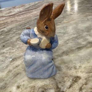 Charming Blue and Brown Rabbit Figurine